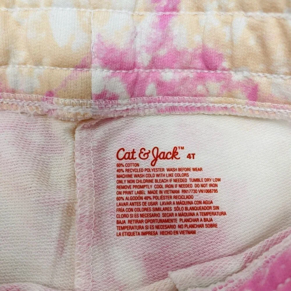 Cat‎ & Jack Toddler Girls Size 4T Tie Dye Drawstring Knit Shorts in Cream 2496
